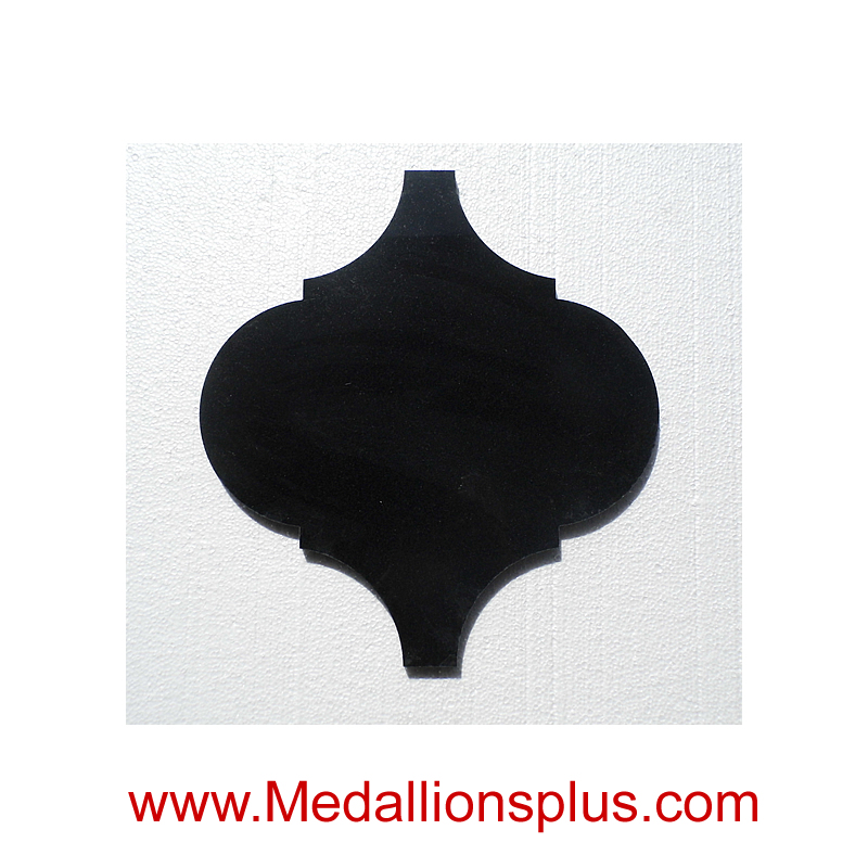 Absolute Black Granite - Arabesque Waterjet Cut Tile - Design 28